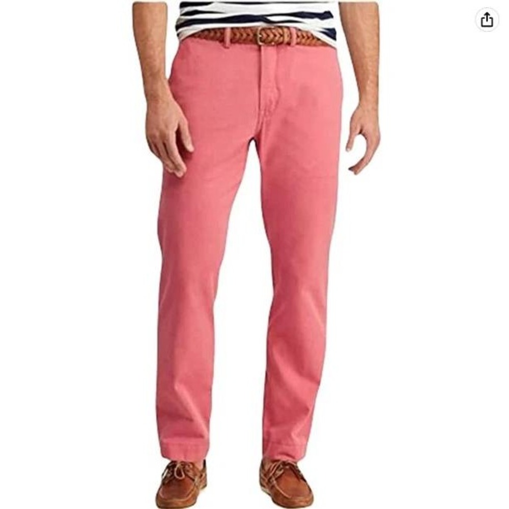 Polo Ralph Lauren‎ Mens Pink Stretch Straight Fit Chino Pants 34x34